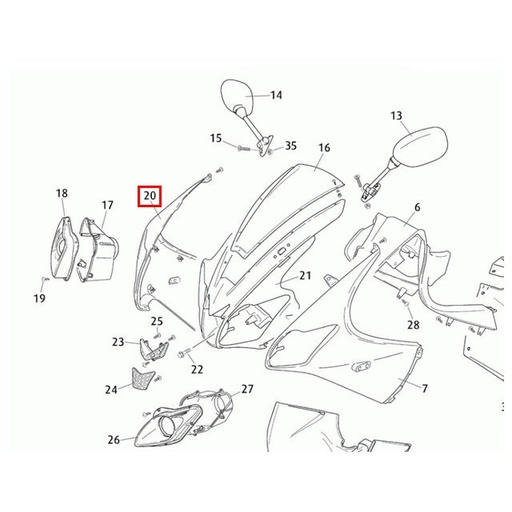 [0/000.570.7047] Carenado derecho faro Rieju RS3 negro