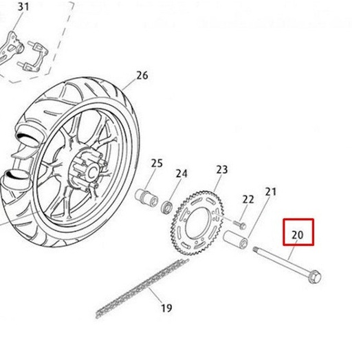 [0/000.190.7201] Eje rueda trasera Rieju 50 RS3