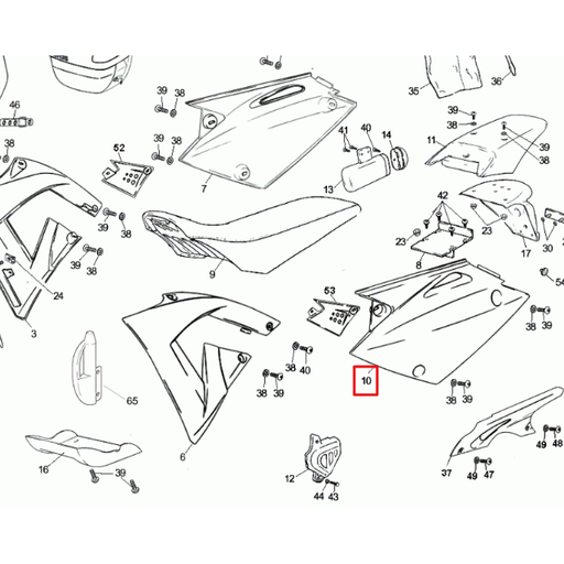 [0/000.570.5145] Tapa lateral trasera izquierda Rieju MRX 50 blanco
