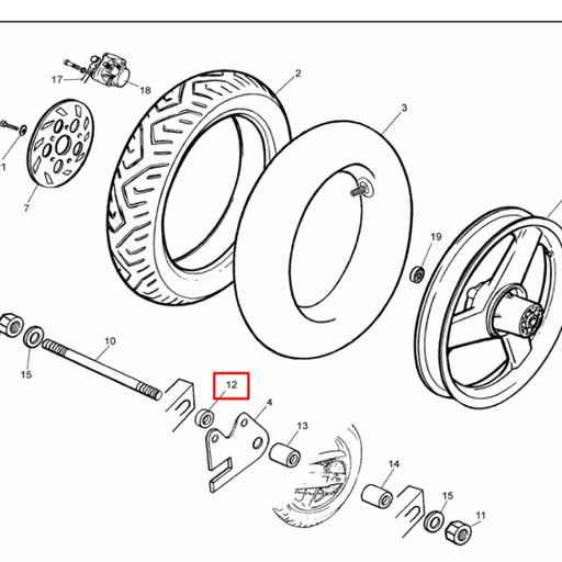 [0/000.480.0618] Casquillo separador derecho rueda trasera Rieju RS1 50