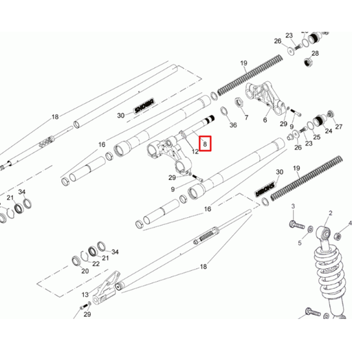 [0/000.660.7301] Tija inferior horquilla Showa Rieju 50-125 RS2/RS3