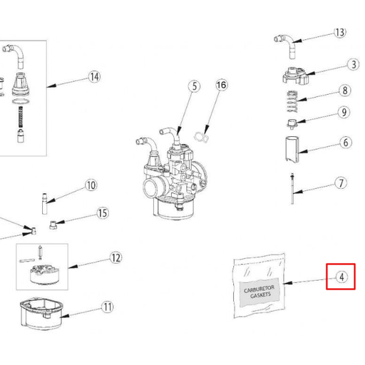 [0/K00.490.2000] Juego de juntas carburador Rieju Bye Bike 45 km/h 17-19