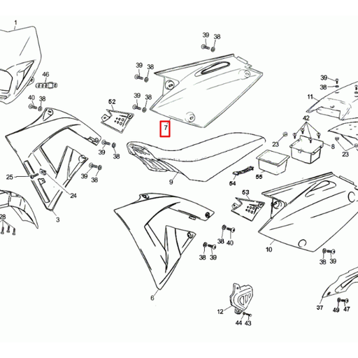 [0/000.570.5170] Tapa lateral derecha Rieju 50 SMX Azul