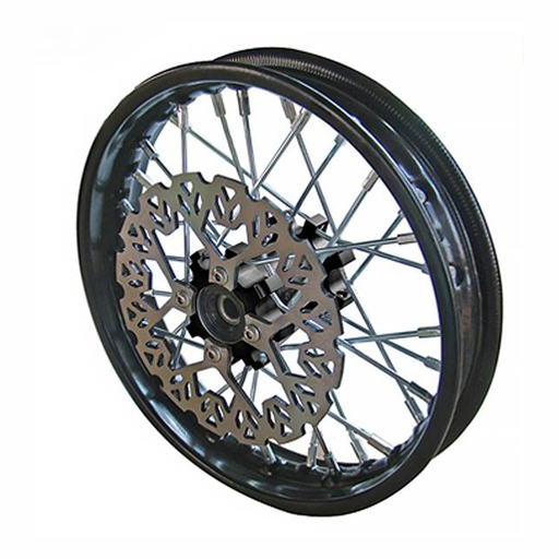 [YC50-0611-01-BK] Llanta delantera aluminio completa 1.4x10" buje CNC Pitbike YCF 50 - Negro/negro