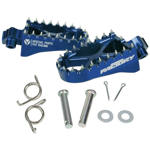 [RPALU-BL] Estriberas aluminio CNC Pitbike YCF Factory - Azul