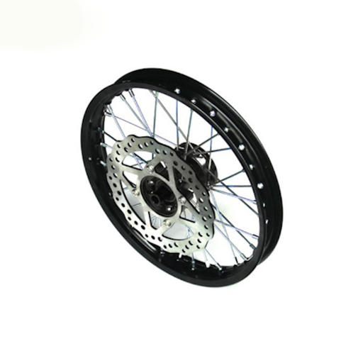 [YC110-0601-37-BK] Llanta delantera aluminio completa 1.4x14" buje CNC Pitbike YCF - Negro/negro