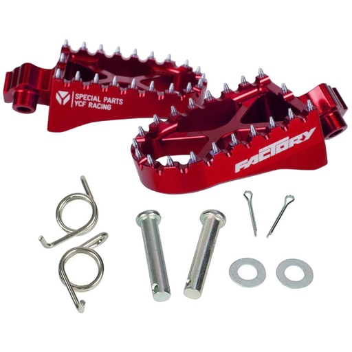 [RPALU-RD] Estriberas aluminio CNC Pitbike YCF Factory - Rojo