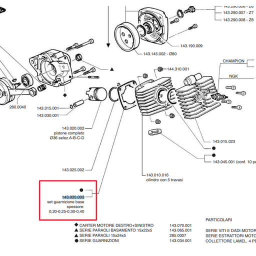 [143.035.003] Junta base cilindro MiniBike 910-911 / GP3-GP4-GP5-GP6 Polini