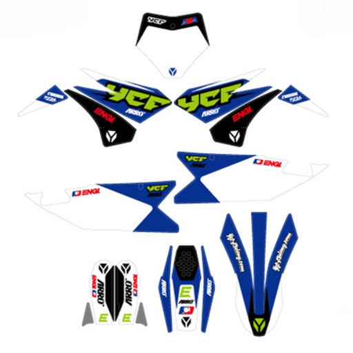 [KDBIGY-AFT22-BL] Kit de adhesivos racing YCF bigy 2022 Azul/Blanco